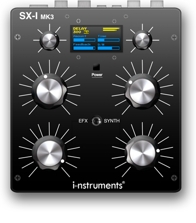 SX-I MK3 DJ FX UNIT SINTHESIZER, Multi effector, Stackable STEREO effects, Analog ZERO Latecy, 3 DELAY stages (Max time 4.000ms) w/ TAP tempo, TAPE DELAY, PING-PONG DELAY, 2 REVERB stages (Freeverb or Acoustic), DROP (Automatic Drop Maker), GRANULAR, BITCRUSHER, LFO and VCF, FLANGER, PHASER, HiPass/LowPass FILTERS with 5db RESONANCE (total cutoff) moduable by LFO, MOOG LADDER FILTER modulable by LFO., COMPRESSOR, SURROUND, Microcontrolled SYNTHESIZER, Pink / White NOISE, DRUMS Synth, Synthesizer FM / AM (2 VCO), Waveform: SINE, SAWTOOTH / REVERSESQUARE, TRIANGLE, PULSESAMPLE HOLD, Full MIDI mapping, Sync to the beat with MIDI Clock, Internal EEPROM (editable presets), OLED Display, 4 POTS, 2 ENCODER 18 pulses with SWITCH button, Switch Efx / Synth, Audio LINE IN / OUT RCA, MIDI IN / OUT JACK 3,5 mm, USB for MIDI (class compliant) and POWER, INTERNAL Li-ion BATTERY, MADE IN ITALY